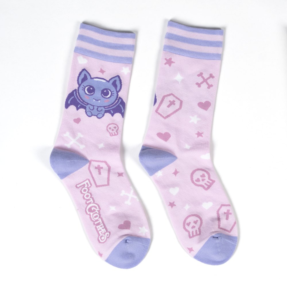 Footclothes - Widdle Bat Guy Crew Chaussettes - Rose